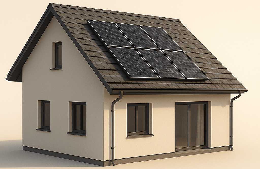 Maison avec 3 kWc panneaux solaires