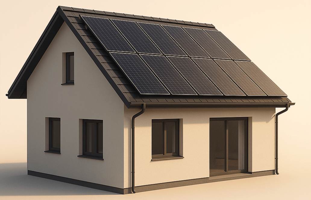 Maison avec 6 kWc panneaux solaires