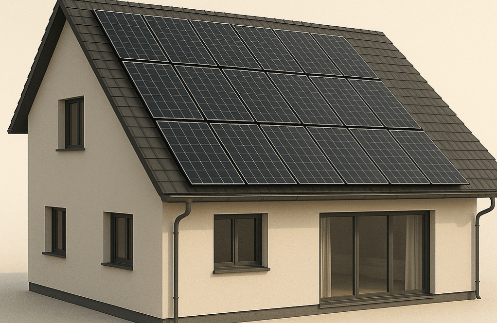 Maison avec 9 kWc panneaux solaires