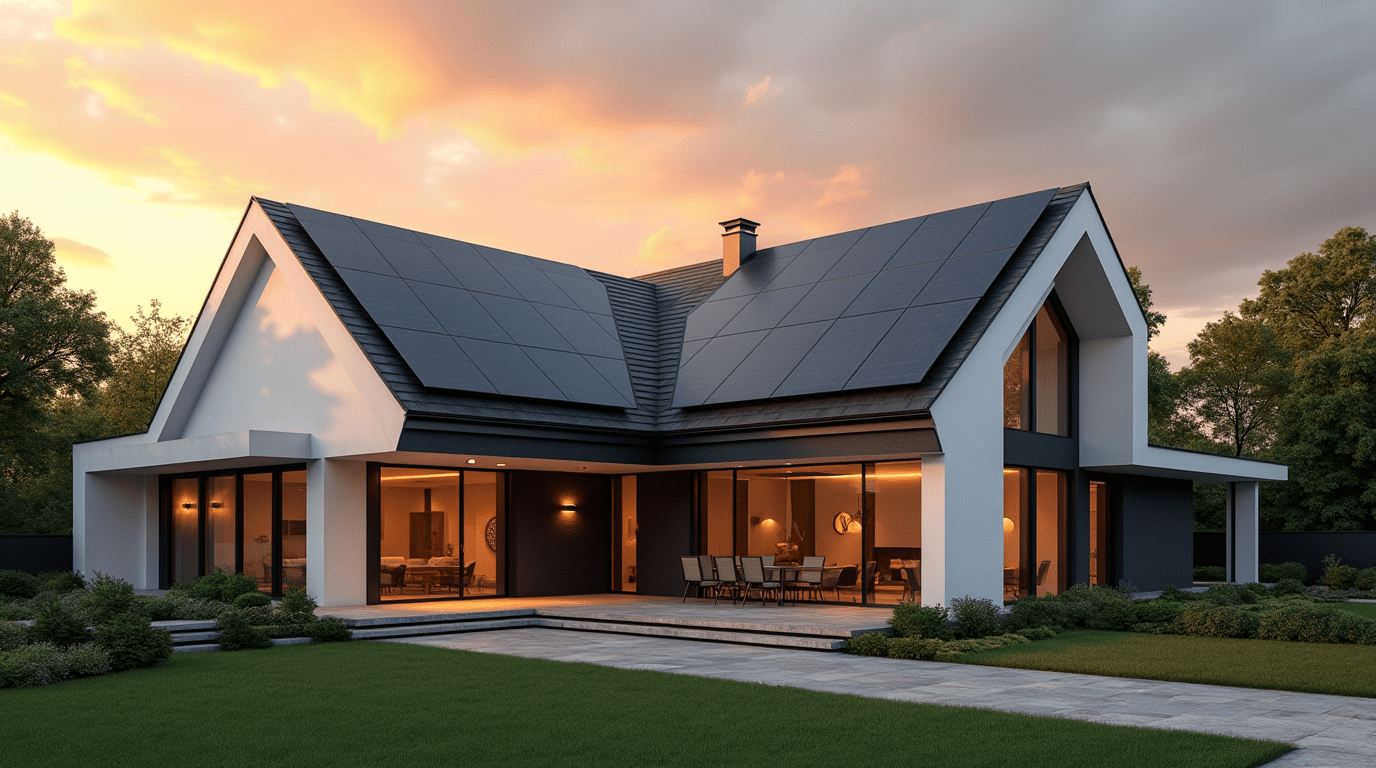 Après installation : maison équipée de panneaux solaires